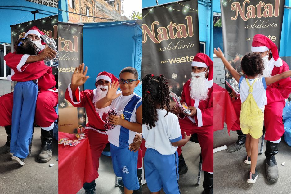 Papai Noel da BDP Waste presenteia alunos do CMEI João Paulo I na ação Natal Solidário
